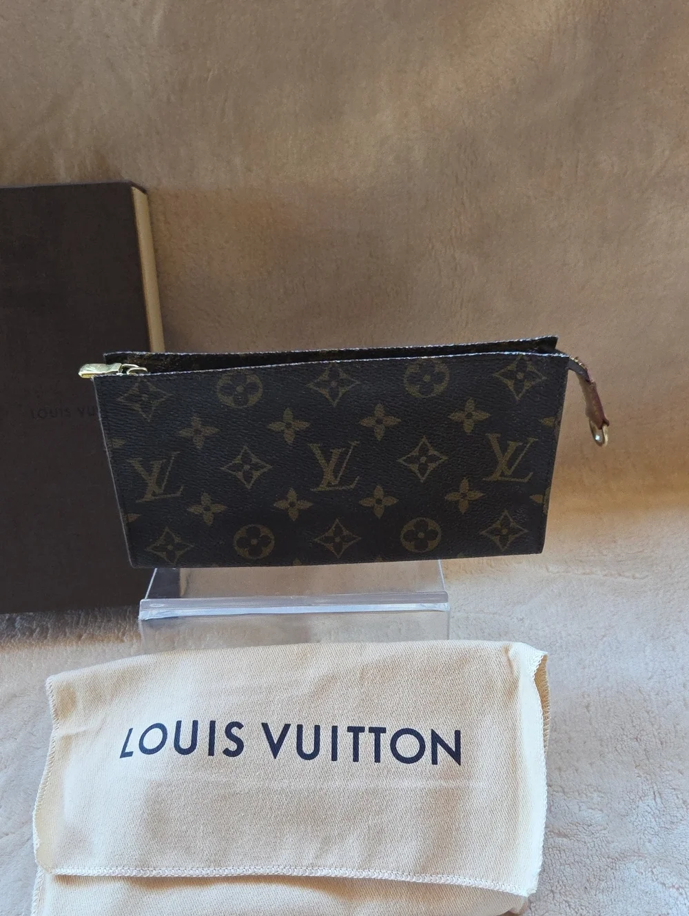 Louis Vuitton Monogram Accessory Pouch- Dark Brown and Tan PM FL1000
